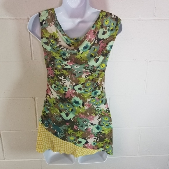 Anthropologie Weston Wear floral shirred mixed fabric top - Picture 6 of 6
